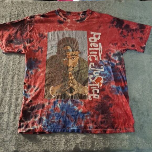 Philcas Other - Poetic Justice Tupac Shakur T-Shirt Red Tie Dye Size XL 100% Cotton Hip Hop Rap